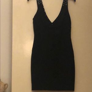 black studded little black dress - Zara